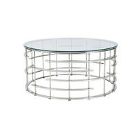 COUCHTISCH in Metall, Glas 90/90/42 cm  - Silberfarben, Design, Glas/Metall (90/90/42cm) - Livetastic