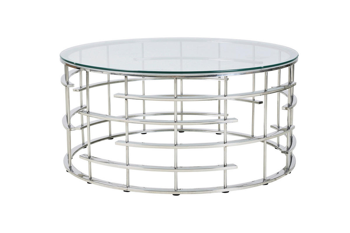 COUCHTISCH in Metall, Glas 90/90/42 cm  - Silberfarben, Design, Glas/Metall (90/90/42cm) - Livetastic