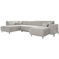 WOHNLANDSCHAFT in Cord Beige  - Beige/Schwarz, Textil/Metall (192/330/165cm) - MID.YOU