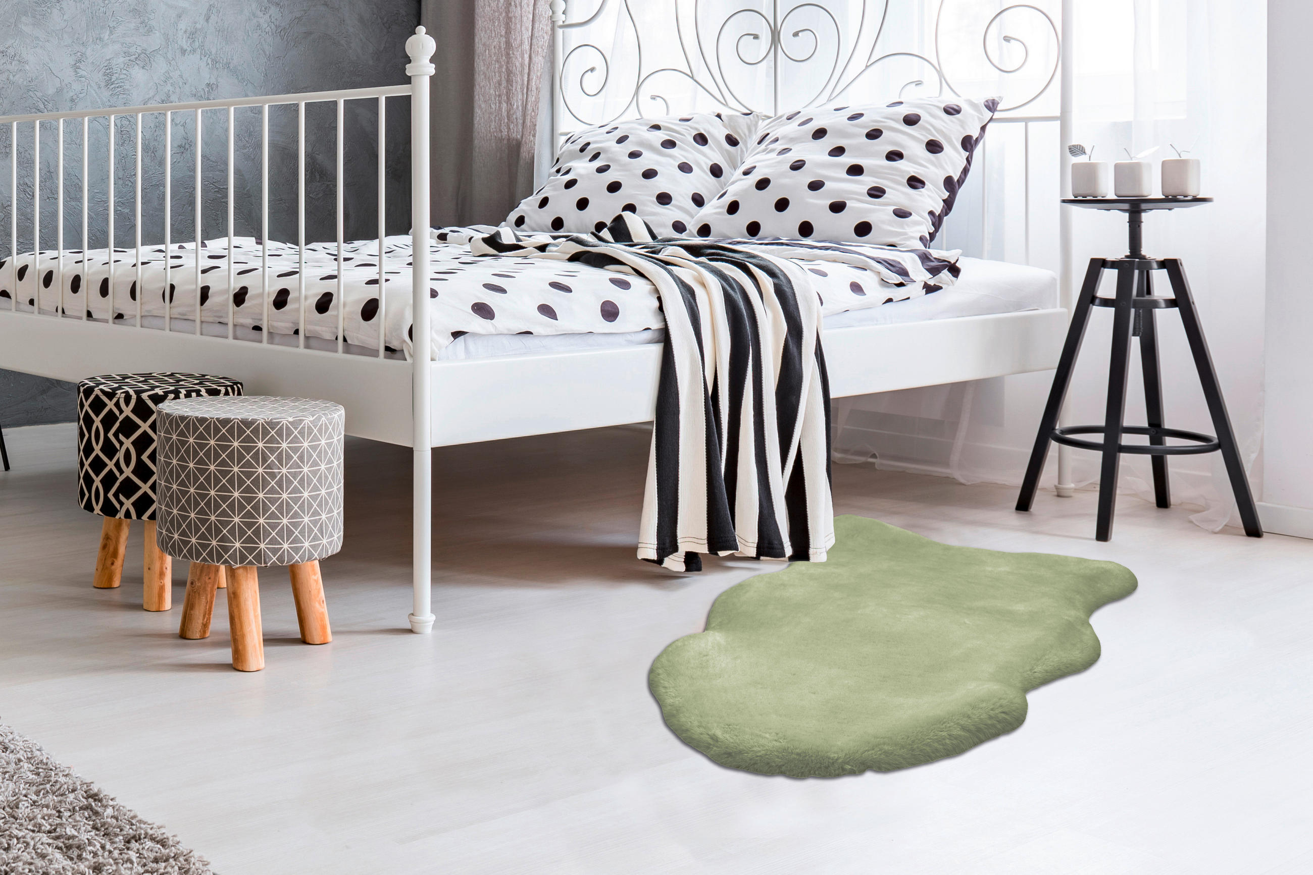 HOCHFLORTEPPICH 60/90 cm Rabbit Sheepskin 225 Mint Mintgrün  - Mintgrün, KONVENTIONELL, Textil (60/90cm)