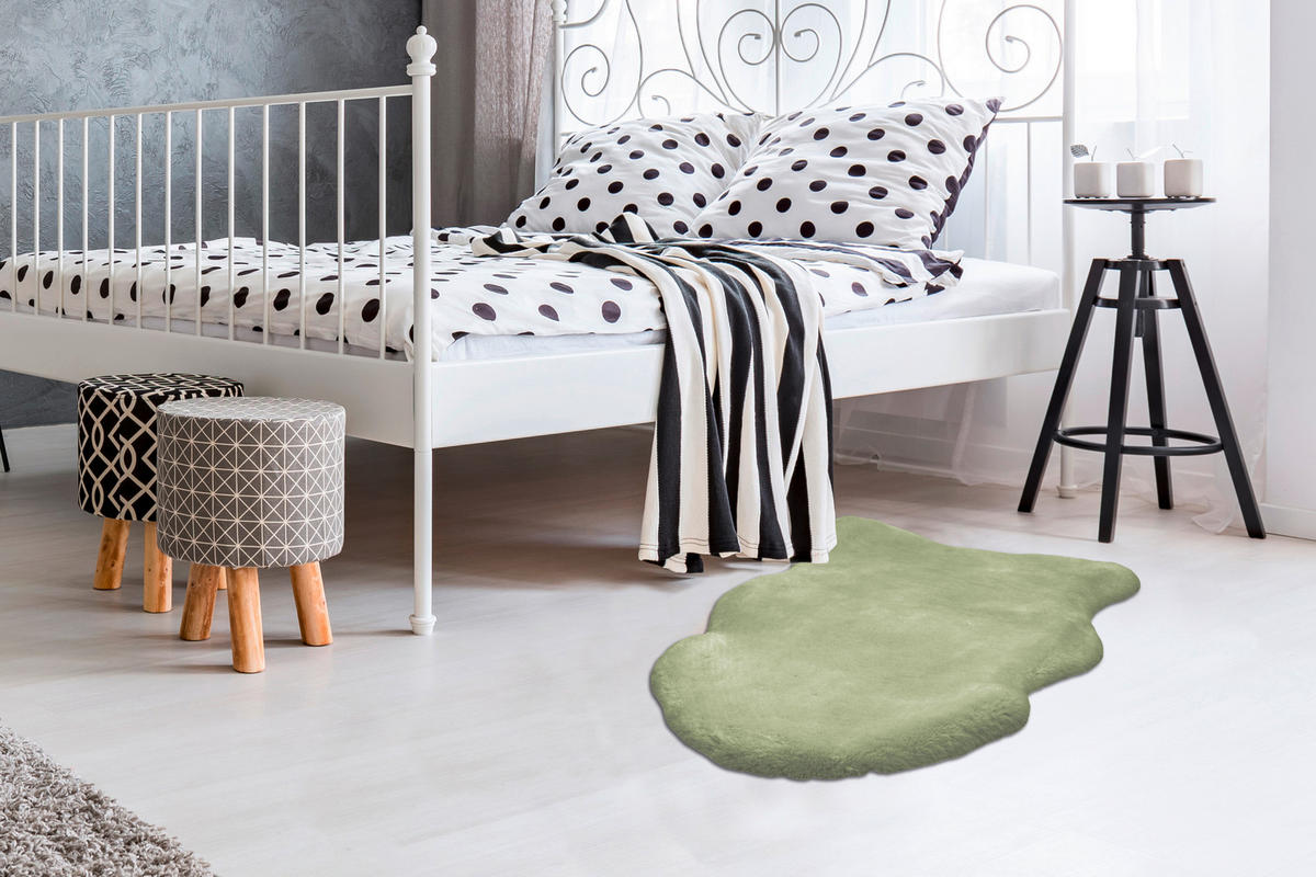 HOCHFLORTEPPICH 60/90 cm Rabbit Sheepskin 225 Mint Mintgrün  - Mintgrün, KONVENTIONELL, Textil (60/90cm)