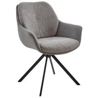 ARMLEHNSTUHL  in Eisen Webstoff, Mikrofaser  - Platinfarben/Schwarz, Design, Textil/Metall (62/83,5/65cm) - Valnatura