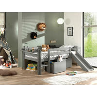 SPIELBETT Absturzsicherung, Leiter, Rutsche, Rollrost, Bettschublade 90/200 cm  in Grau  - Grau, MODERN, Holz/Holzwerkstoff (90/200cm) - MID.YOU