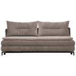 SCHLAFSOFA in Flachgewebe Hellgrau  - Hellgrau/Schwarz, MODERN, Textil/Metall (208/73/92/102cm) - Novel