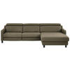 ECKSOFA in Echtleder Olivgrün  - Schwarz/Olivgrün, Design, Leder/Metall (291/176cm) - Valdera