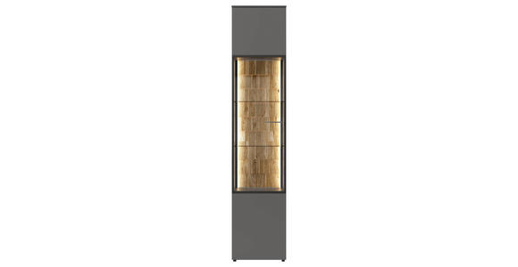 VITRINE  in massiv Eiche Grau, Eichefarben - Eichefarben/Grau, Design, Glas/Holz (45/215/42cm) - Moderano