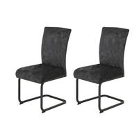 SCHWINGSTUHL-SET 2 Stück  in Stahl Mikrovelours  - Anthrazit/Grau, MODERN, Textil/Metall (46/96/60cm) - MID.YOU