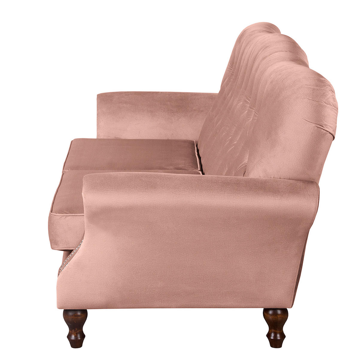 3-SITZER-SOFA Jersey in Velours Rot  - Dunkelbraun/Rot, Design, Holz/Textil (210/98/95cm) - P & B