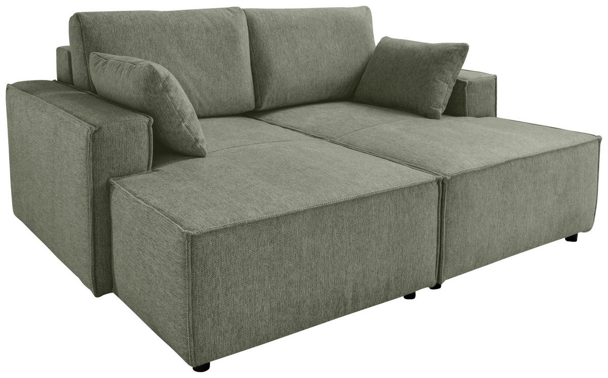 BIGSOFA in Chenille Dunkelgrün  - Dunkelgrün/Schwarz, Modern, Kunststoff/Textil (188/86/154cm) - Livetastic