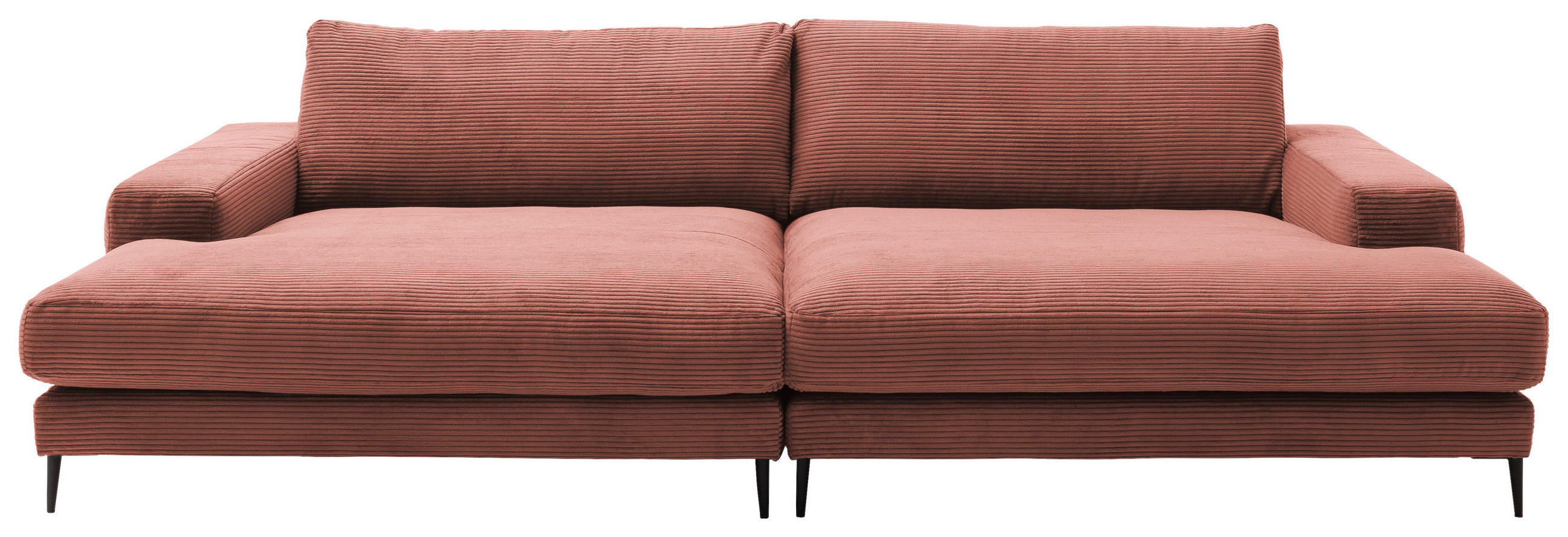 BIGSOFA Cord Aprikose  - Aprikose/Schwarz, Design, Textil/Metall (296/83/177cm) - Dieter Knoll