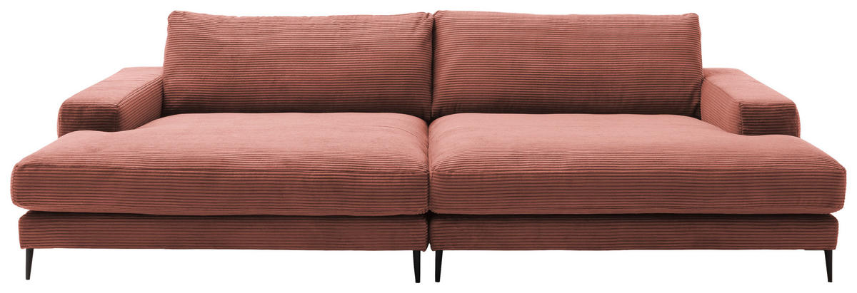 BIGSOFA Cord Aprikose  - Aprikose/Schwarz, Design, Textil/Metall (296/83/177cm) - Dieter Knoll