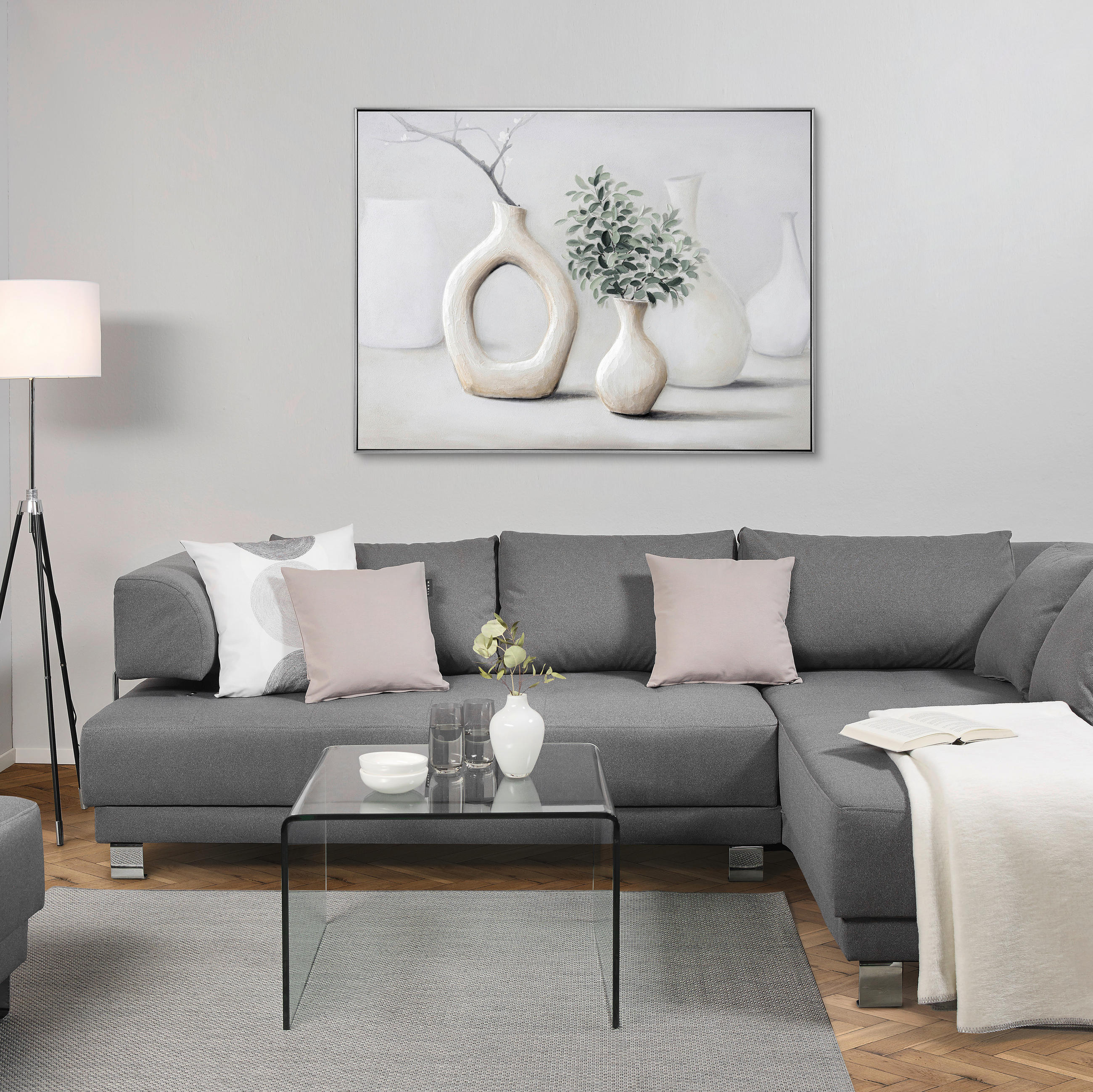 ÖLGEMÄLDE Stillleben 120/90 cm  - Silberfarben/Weiß, Trend, Holz/Kunststoff (120/90cm) - Monee