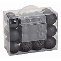 CHRISTBAUMKUGEL-SET 50-teilig  - Schwarz, Design, Kunststoff