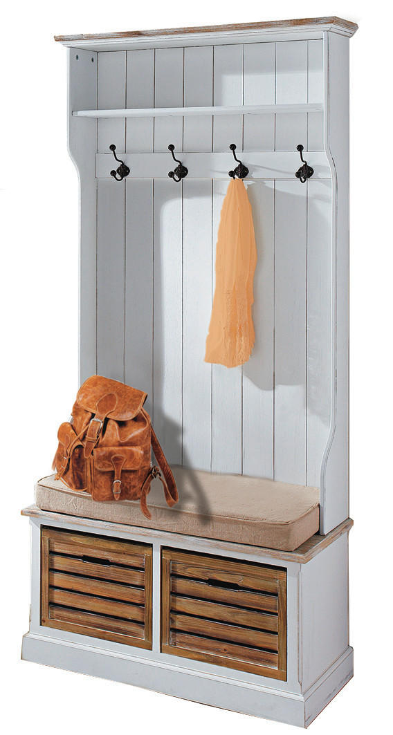 GARDEROBENBANK - Braun/Weiß, LIFESTYLE, Holz (92/189/40cm)