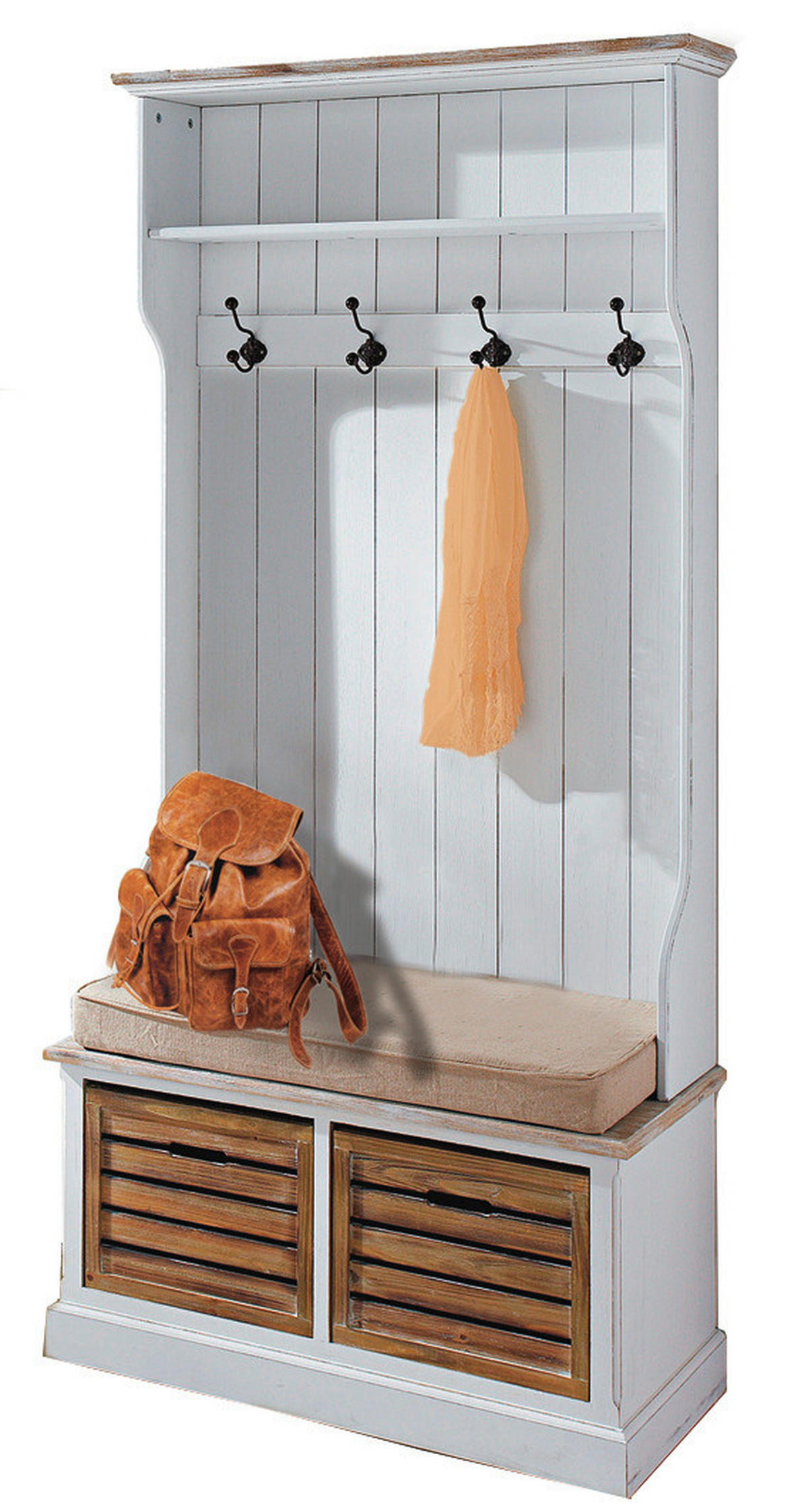 GARDEROBENBANK - Braun/Weiß, LIFESTYLE, Holz (92/189/40cm)