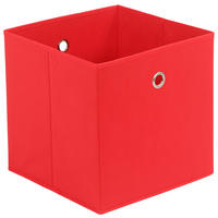 SKLADACÍ BOX, kov, textil, kartón, 32/32/32 cm - strieborná/červená, Design, kartón/kov (32/32/32cm) - Carryhome
