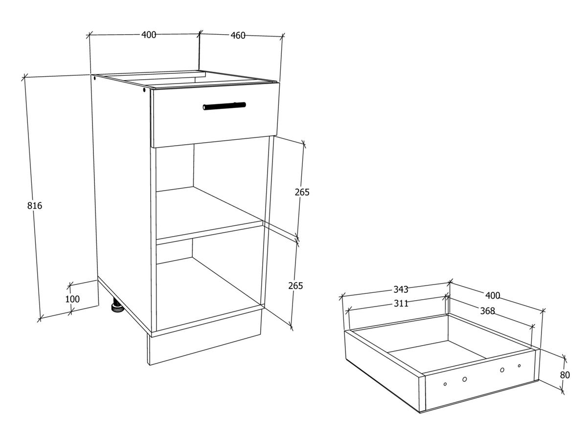 BÄNKSKÅP 40/82/46 cm  i antracit, vit  - vit/aluminiumfärg, Klassisk, metall/trämaterial (40/82/46cm) - MID.YOU