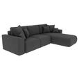 ECKSOFA Dunkelgrau Velours  - Chromfarben/Dunkelgrau, KONVENTIONELL, Kunststoff/Textil (293/195cm) - Carryhome