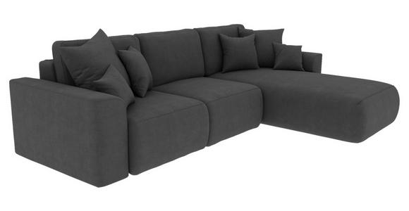 ECKSOFA Dunkelgrau Velours  - Chromfarben/Dunkelgrau, KONVENTIONELL, Kunststoff/Textil (293/195cm) - Carryhome