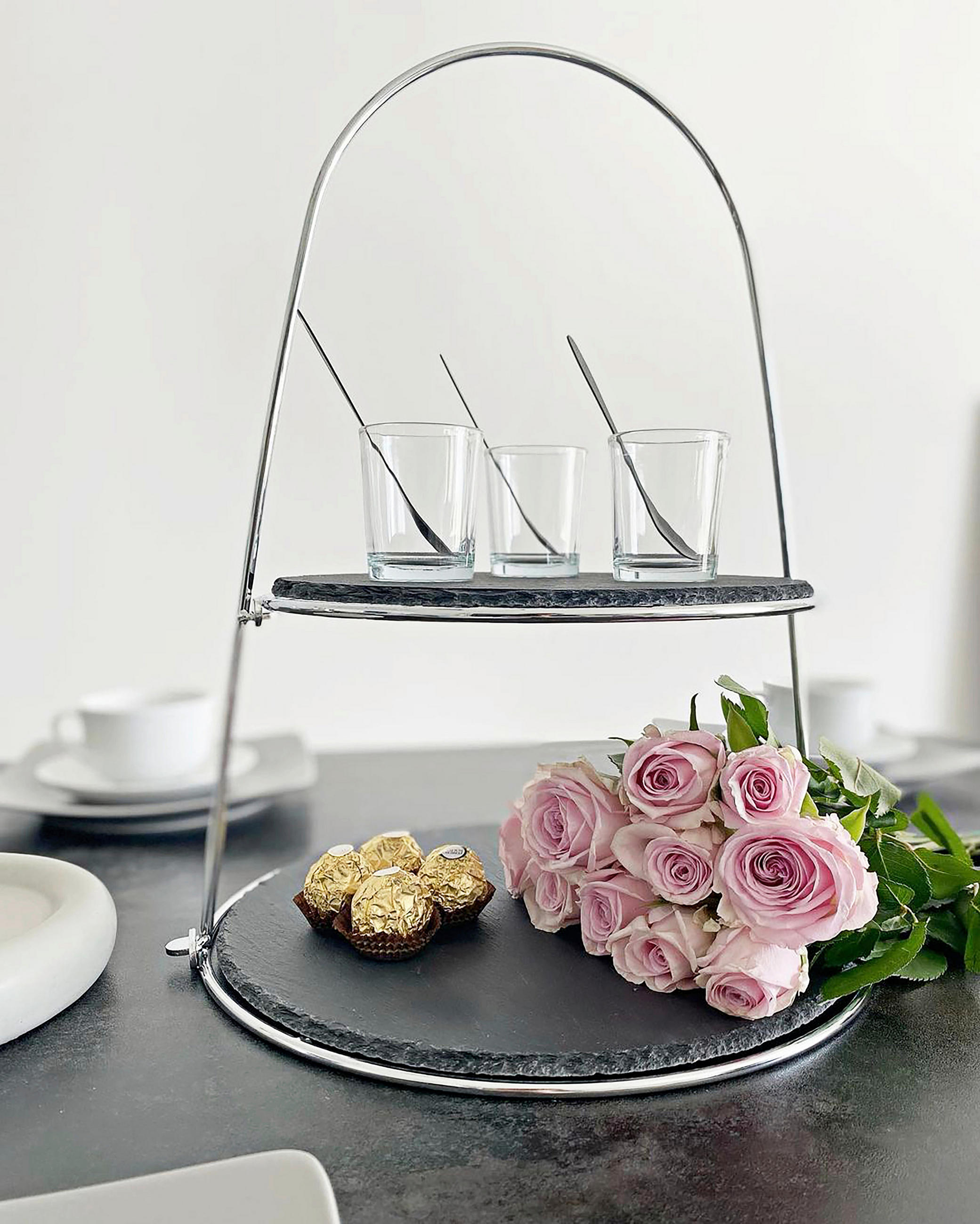 CUPCAKE-STÄNDER 2-stöckig - Silberfarben, Basics, Stein/Metall (24/29/40cm) - Echtwerk