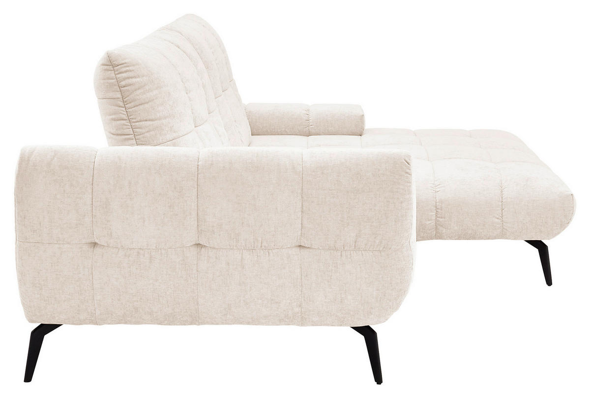 ECKSOFA Creme Flachgewebe Rücken echt, Sitztiefenverstellung  - Creme/Schwarz, KONVENTIONELL, Textil/Metall (273/211cm) - SetOne by Musterring