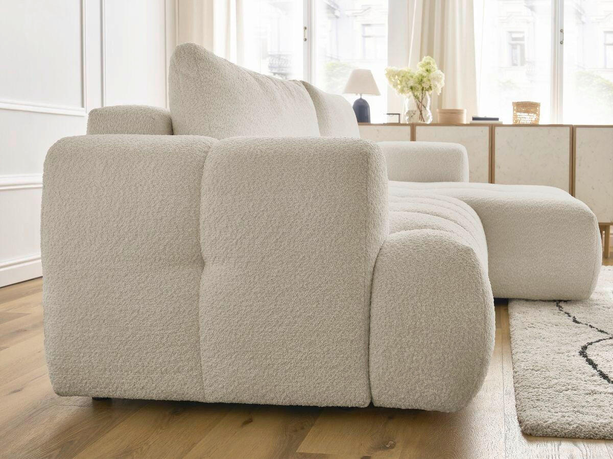 ECKSCHLAFSOFA FUJI Bouclé Beige  inkl.  - Beige/Schwarz, MODERN, Kunststoff/Textil (292/160cm)