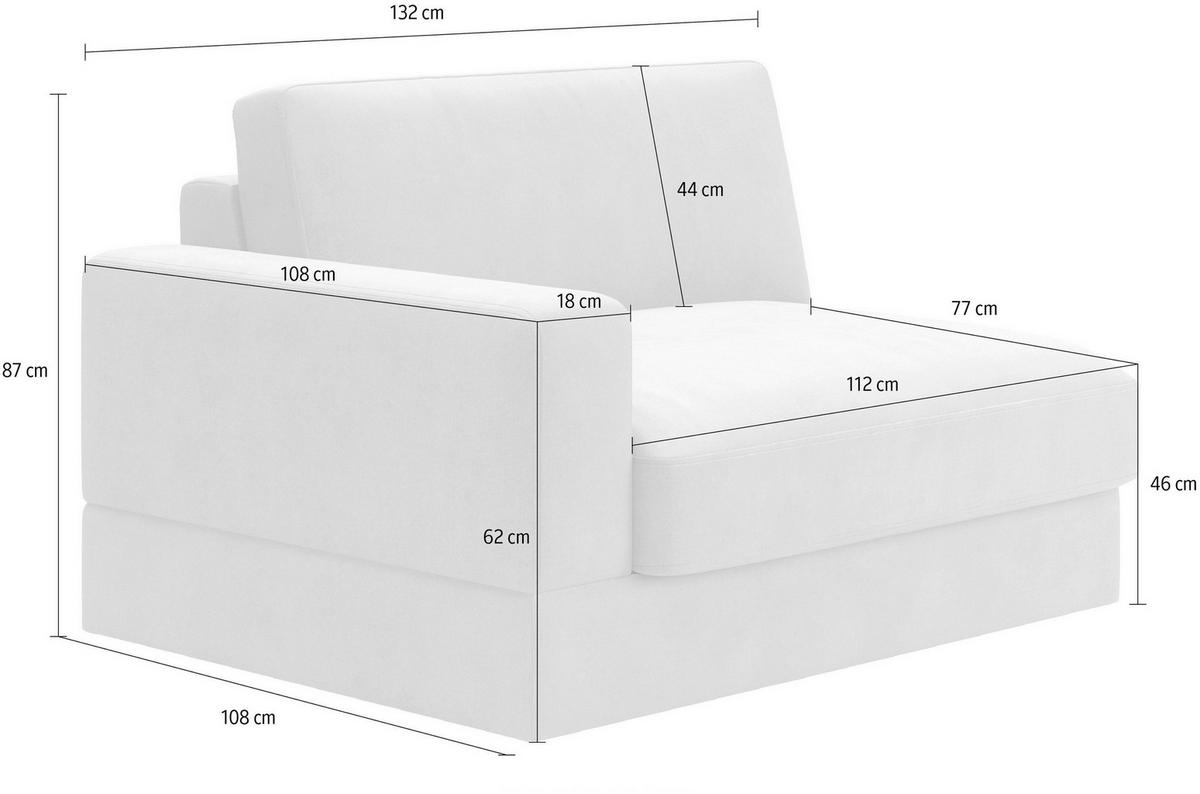 SOFAELEMENT FABIO E Mikrofaser Braun  - Schwarz/Braun, MODERN, Kunststoff/Textil (132/87/108cm) - Sit & More