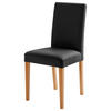 STUHL Lederlook Schwarz, Buchefarben  - Buchefarben/Schwarz, KONVENTIONELL, Holz/Textil (44/92/57cm) - Carryhome
