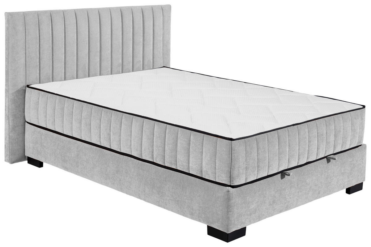 BOXBETT 140/200 cm  in Hellgrau  - Hellgrau/Schwarz, MODERN, Holzwerkstoff/Kunststoff (140/200cm) - MID.YOU