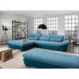 ECKSOFA in Mikrofaser Hellblau  - Schwarz/Hellblau, Design, Textil/Metall (204/341cm) - Xora