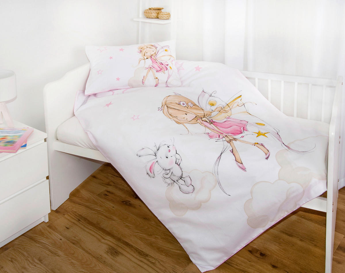 BABYBETTWÄSCHE Little Fairy 100/135 cm  - Hellrosa/Weiß, Basics, Textil (100/135cm) - baby best