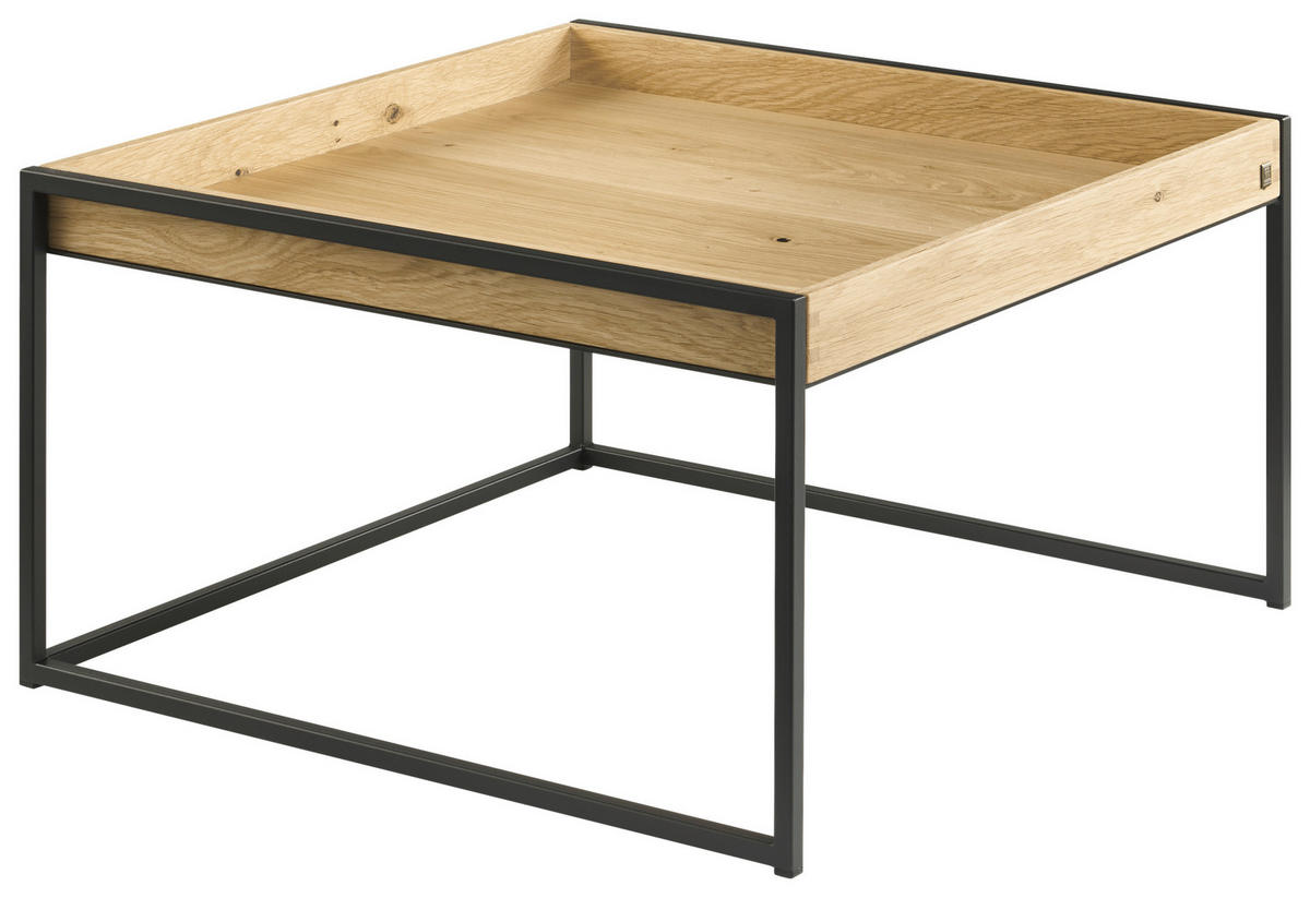 COUCHTISCH JUSTB! Wildeiche furniert 68/68/38 cm quadratisch Anthrazit, Eichefarben  - Eichefarben/Anthrazit, Design, Holz/Metall (68/68/38cm) - Musterring