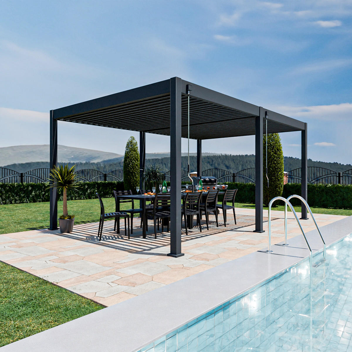 PERGOLA 360/530/255 cm   - Anthrazit, Basics, Metall (360/530/255cm) - Gardenson