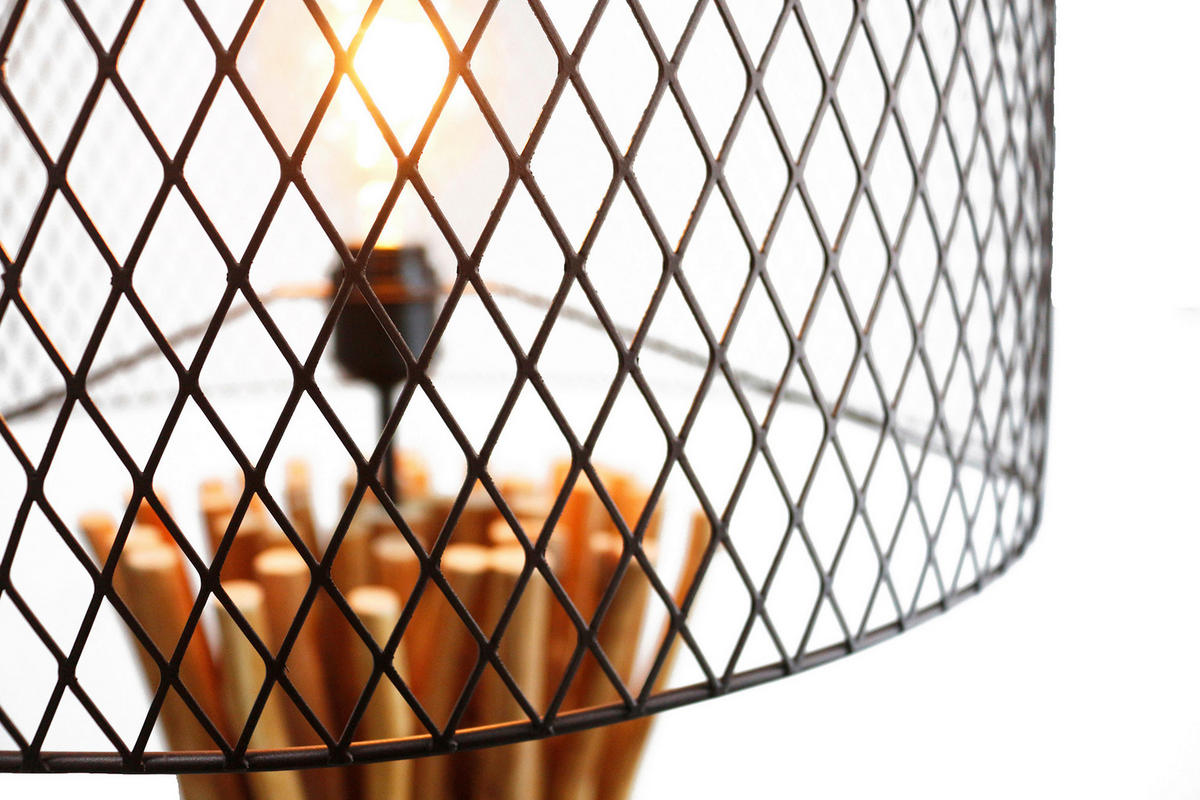 STEHLEUCHTE  35/149/35 cm   - Schwarz/Naturfarben, Design, Holz/Metall (35/149/35cm) - P & B