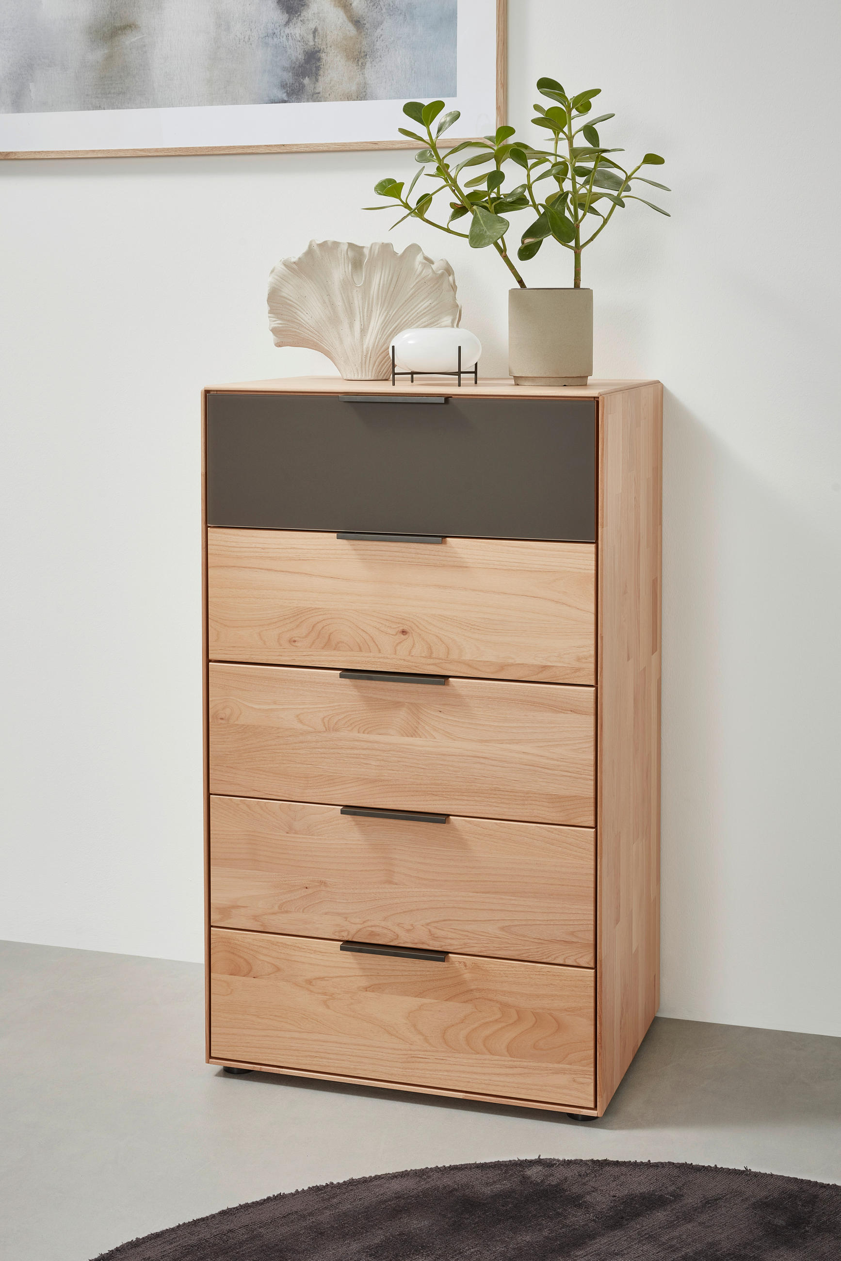 KOMMODE 61,5/104,9/44,2 cm  in Erlefarben, Dunkelbraun  - Dunkelbraun/Erlefarben, Natur, Glas/Holz (61,5/104,9/44,2cm) - Valnatura