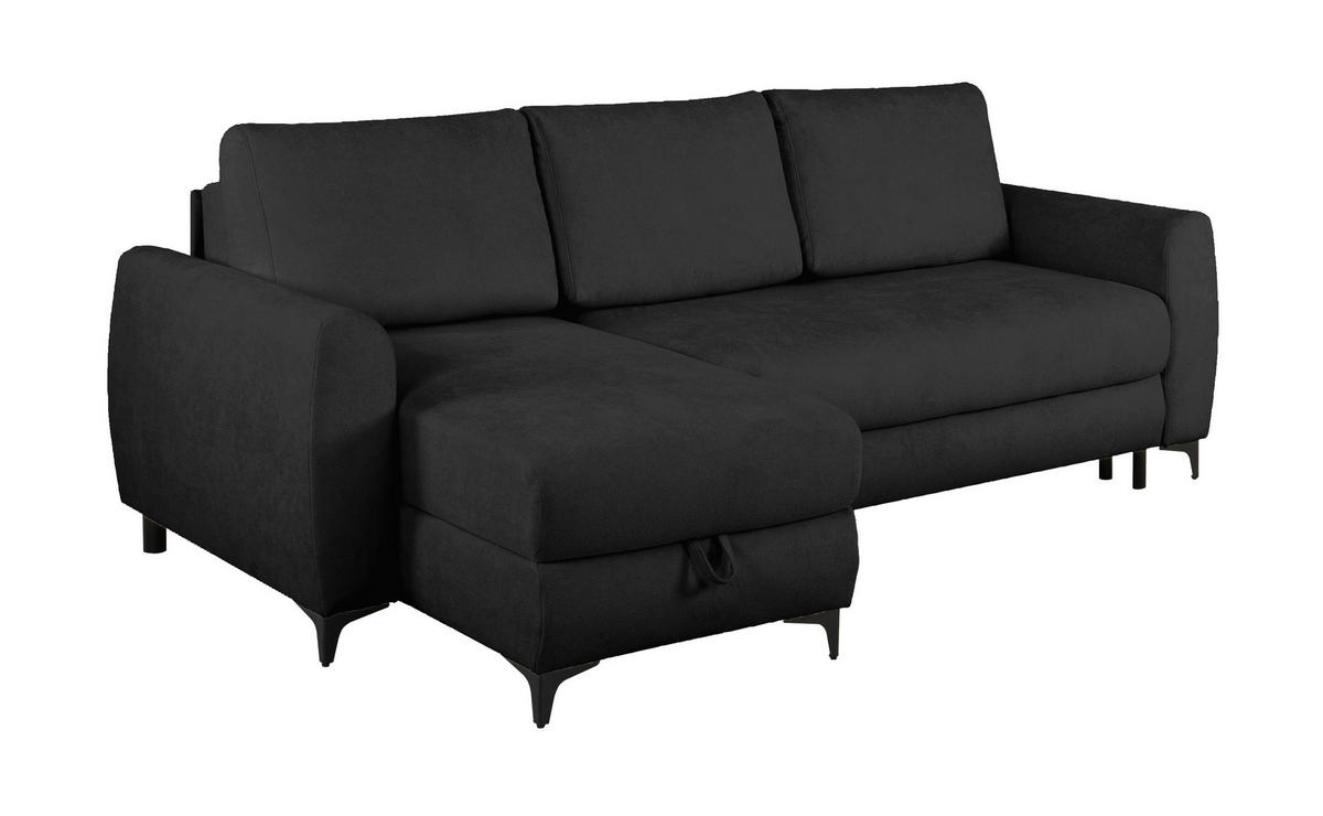 ECKSOFA Moli Anthrazit Bouclé  - Anthrazit/Schwarz, Design, Textil/Metall (236/148cm) - MID.YOU