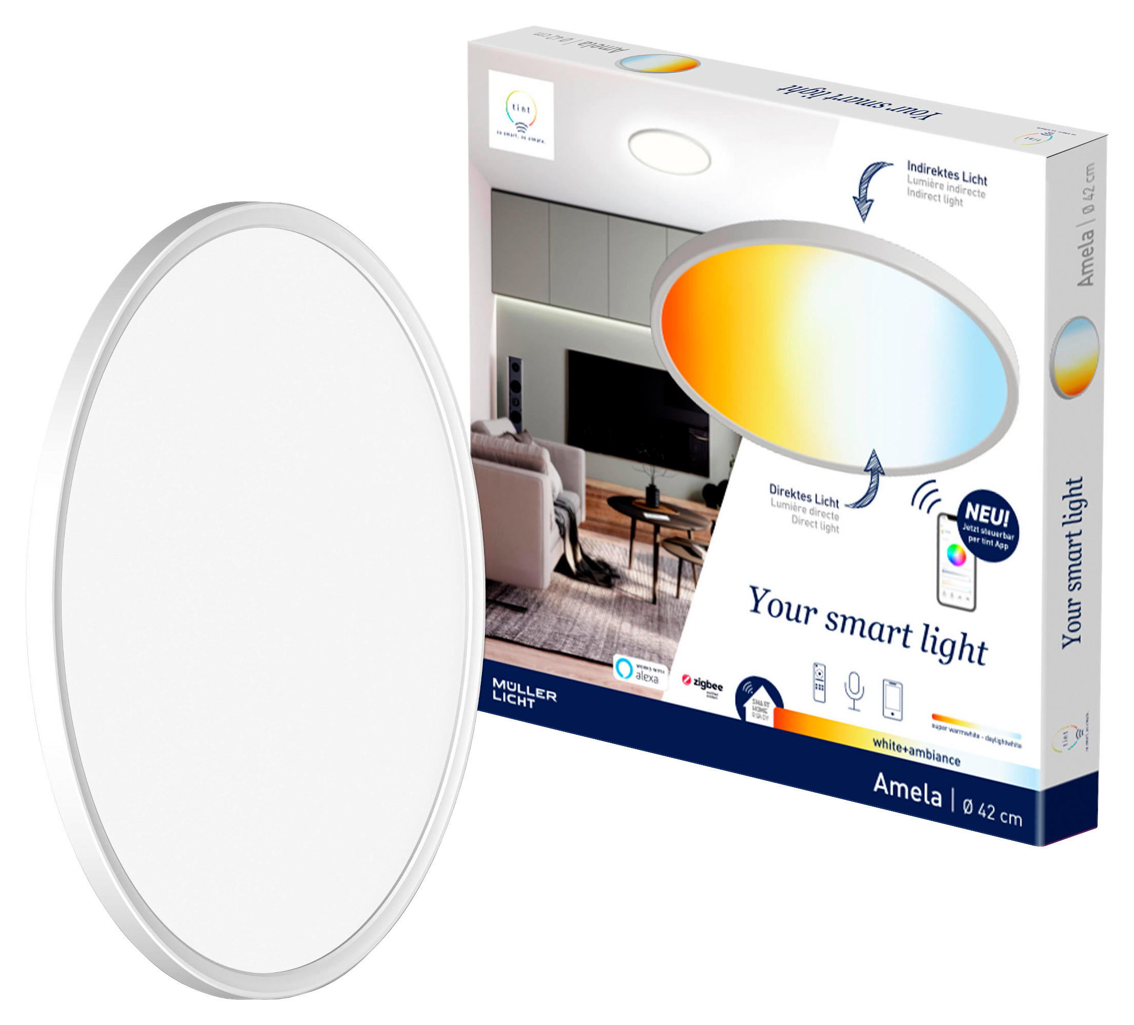 DECKENLEUCHTE  Smart 30/2,9/30 cm   - Weiß, LIFESTYLE, Kunststoff/Metall (30/2,9/30cm) - Tint