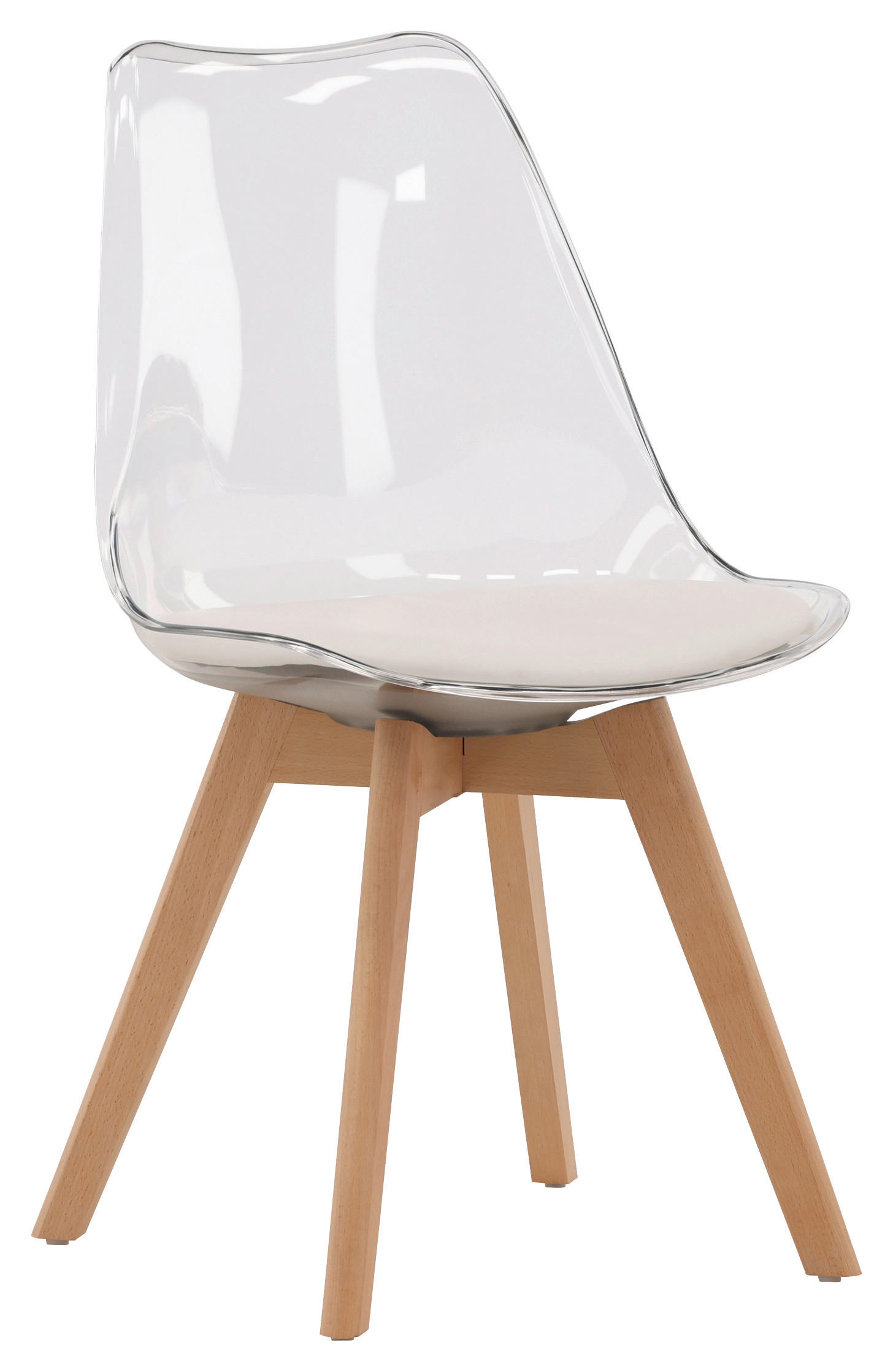 STUHL-SET 2 Stück  in Lederlook (vegan) Holz, Textil  - Birkefarben/Weiß, Design, Holz/Textil (49/85/50cm) - Livetastic