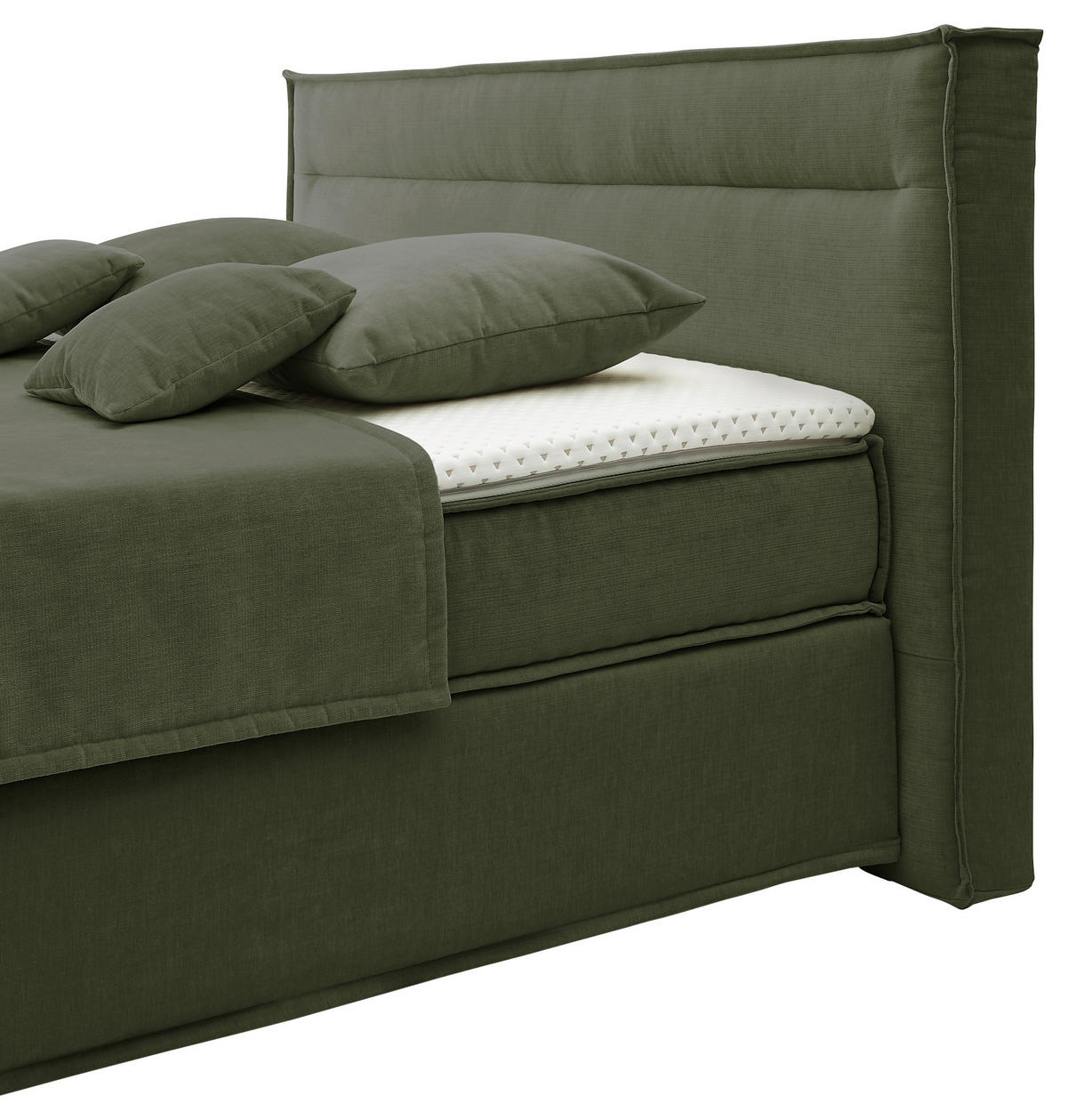 BOXSPRINGBETT 180/200 cm  in Olivgrün  - Schwarz/Olivgrün, Design, Textil (180/200cm) - Musterring