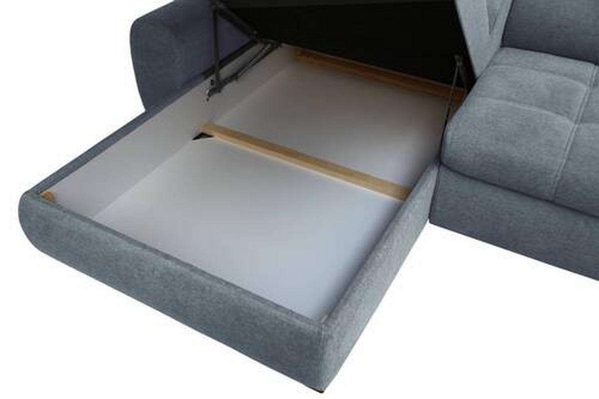 ECKSOFA in Webstoff Hellblau  - Weiss/Schwarz, Design, Kunststoff/Textil (276/173cm) - Stylife