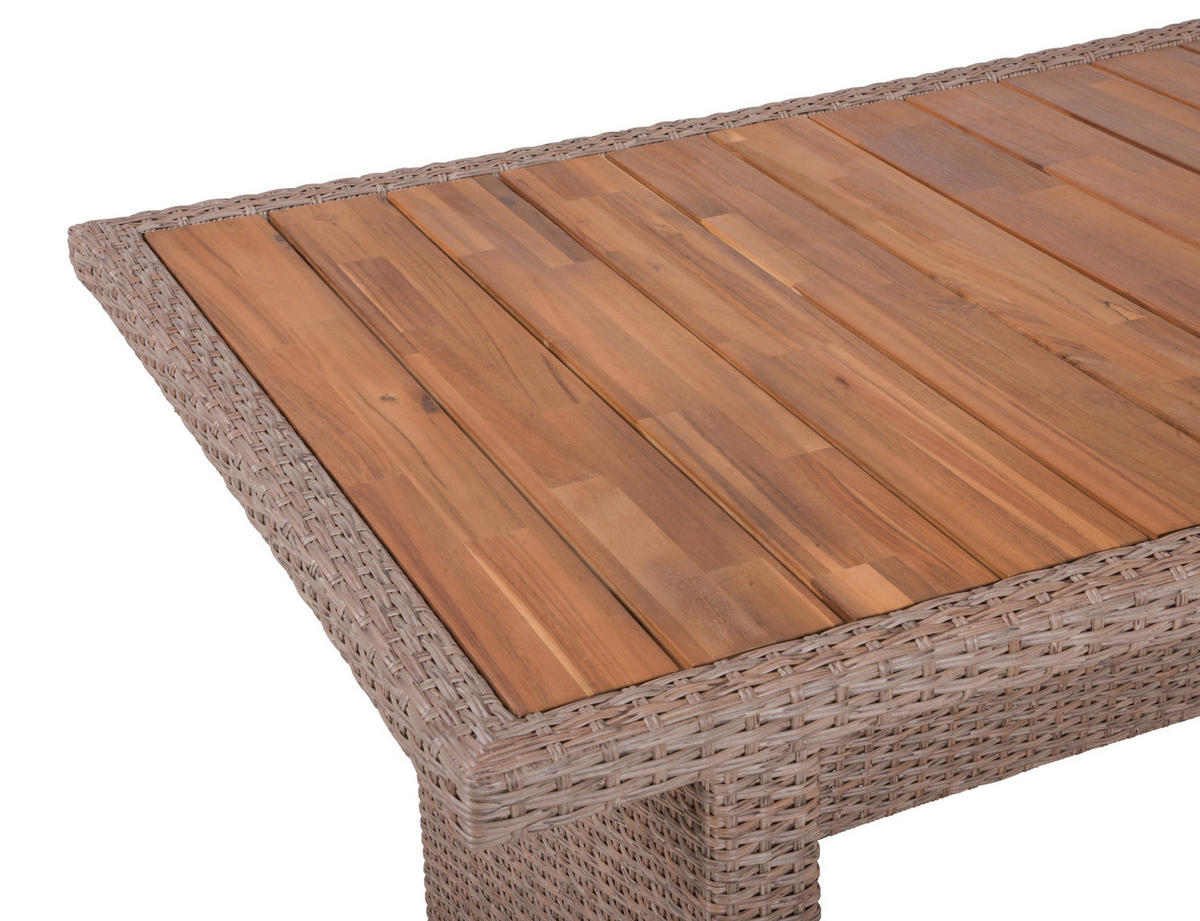 GARTENTISCH 180/90/75 cm Holz, Metall, Kunststoff rechteckig  - Schwarz/Braun, Basics, Holz/Kunststoff (180/90/75cm) - Gardenson