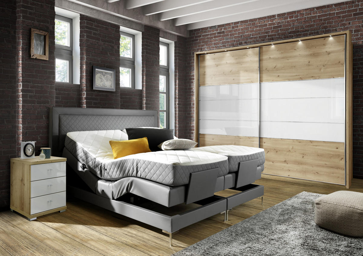 BOXSPRINGOVÁ POSTEĽ, 180/200 cm, sivá - sivá/hliníková, Design, kov/textil (180/200cm) - Welnova