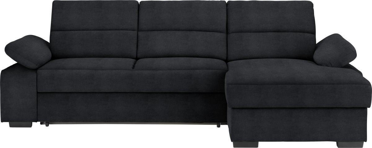 ECKSOFA in Flachgewebe Anthrazit  - Dunkelbraun/Anthrazit, Konventionell, Kunststoff/Textil (258/166cm) - Cantus
