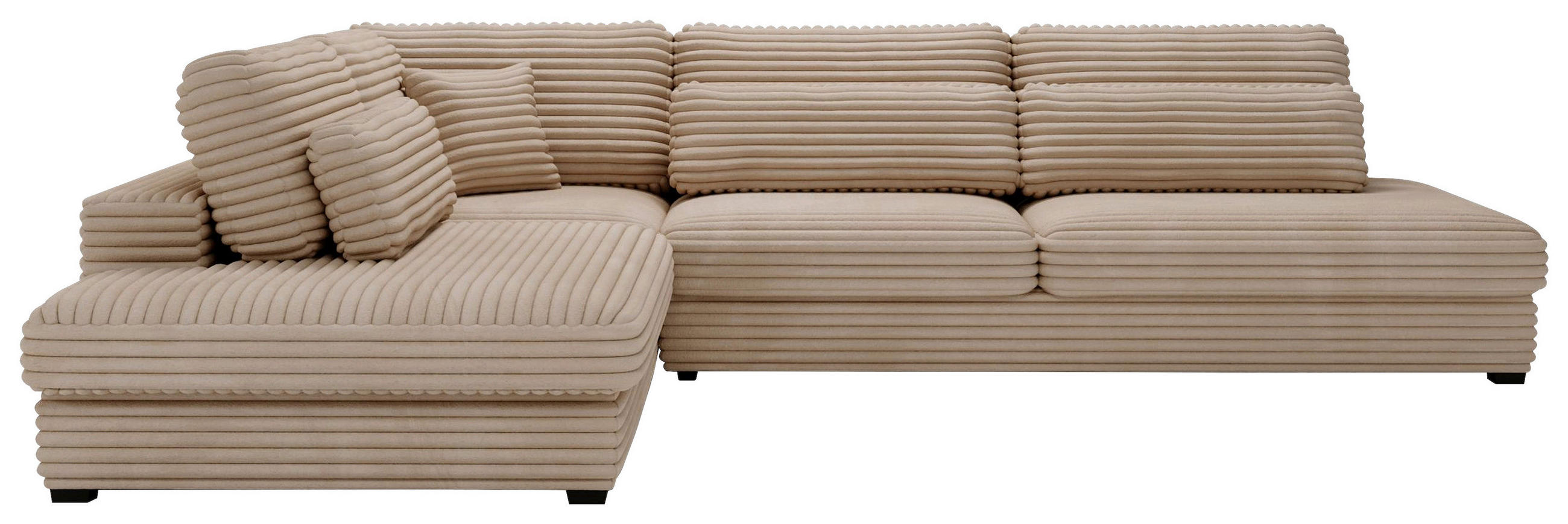 ECKSOFA in Cord, Plüsch Braun  - Schwarz/Braun, Design, Kunststoff/Textil (244/332cm) - Livetastic