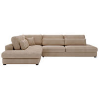 ECKSOFA in Cord, Plüsch Braun  - Schwarz/Braun, Design, Kunststoff/Textil (244/332cm) - Livetastic