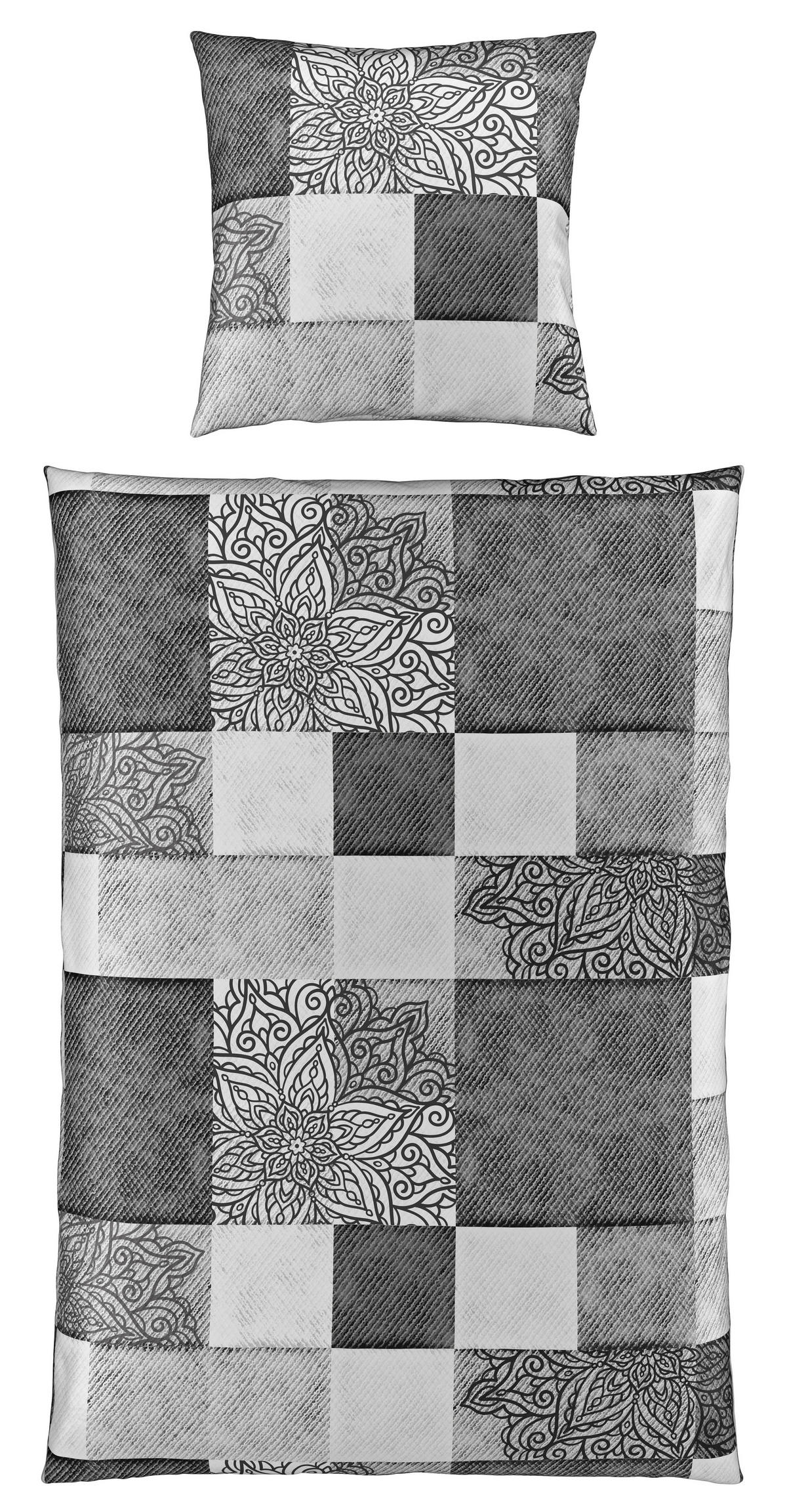 BETTWÄSCHE Onkali Satin 155/220 cm  - Anthrazit/Silberfarben, KONVENTIONELL, Textil (155/220cm) - Esposa