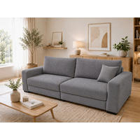 3-SITZER-SOFA Cord Grau  - Schwarz/Grau, Basics, Holz/Textil (250/90/110cm) - MID.YOU