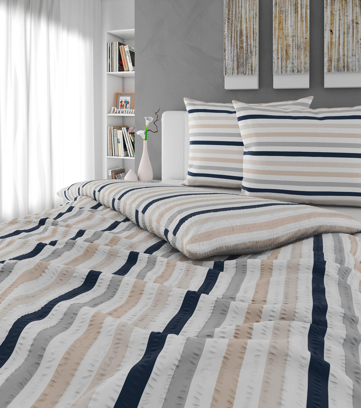 POSTELJNINA Mavie 200/200 cm mečkanka modra, večbarvno  - modra/večbarvno, Konvencionalno, tekstil (200/200cm) - Esposa