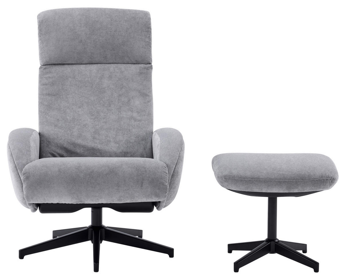 RELAXSESSELSET BASTY Webstoff Hocker    - Schwarz/Grau, Design, Textil/Metall (75/107/77cm) - Livetastic
