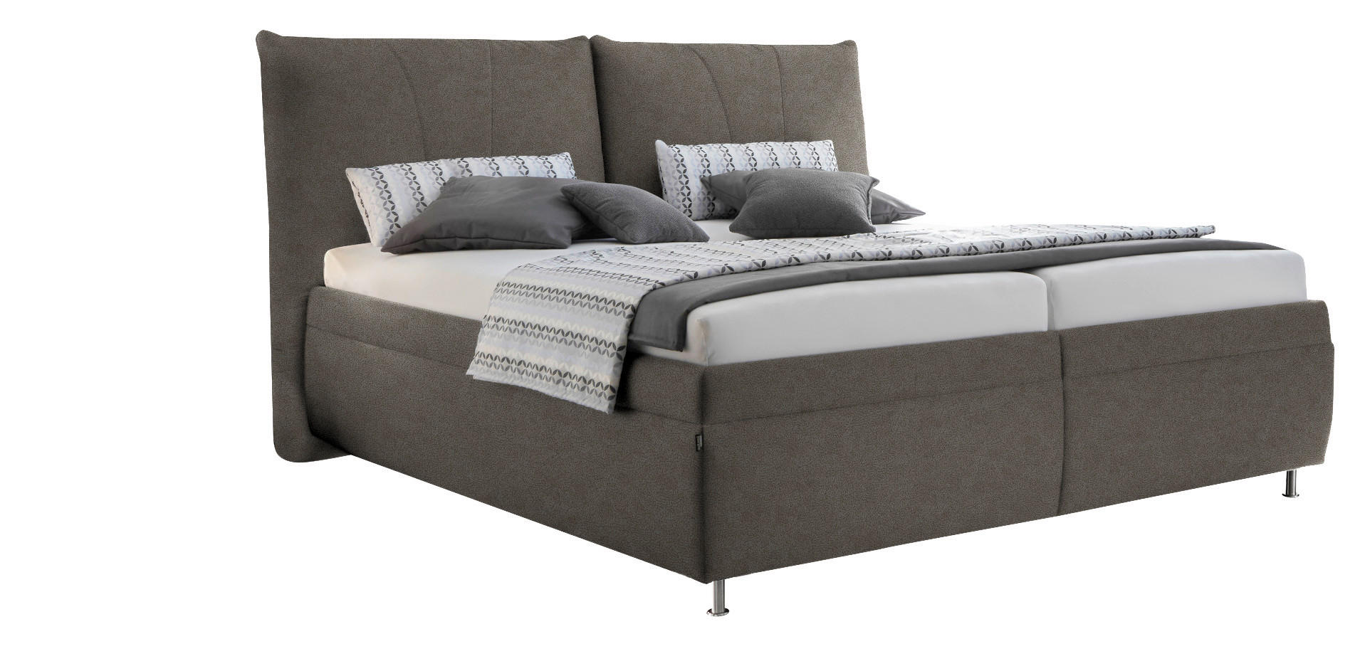 POLSTERBETT Matratze, gepolstertes Kopfteil, Lattenrost, Bettkasten Graubraun 180/200 cm  - Graubraun/Silberfarben, KONVENTIONELL, Holz/Textil (180/200cm) - Dieter Knoll